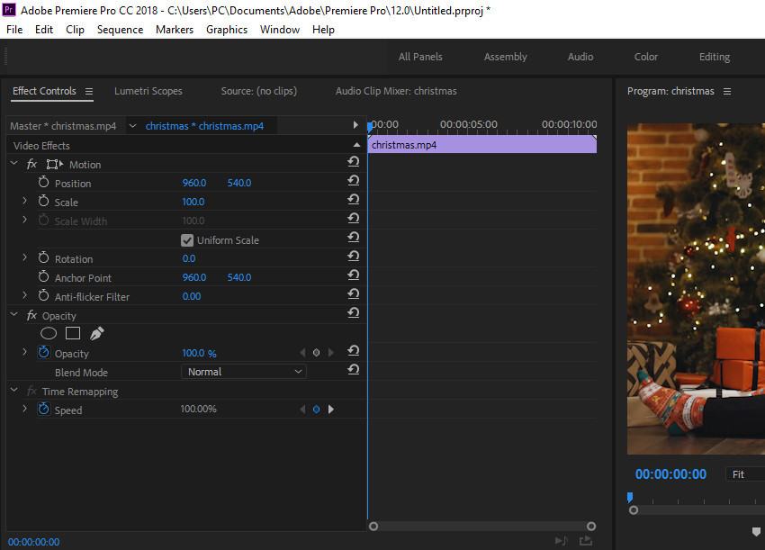 Resize video in Premiere Pro using Motion Effect