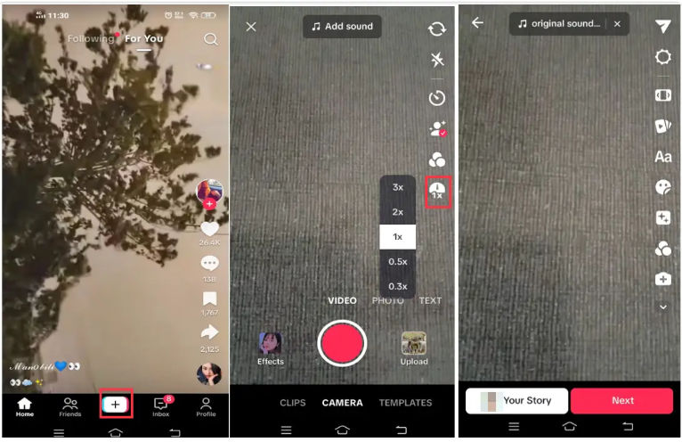 Record slow motion video on TikTok