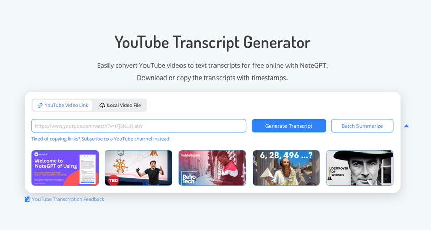YouTube Trascript Generator