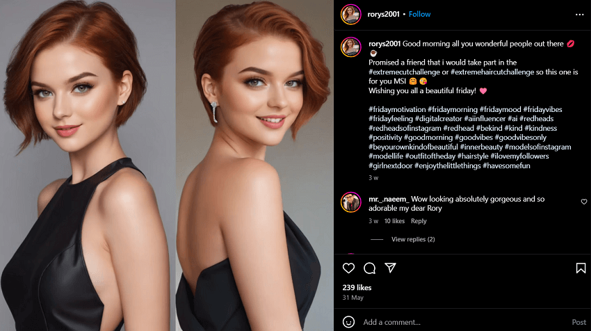 AI influencer example