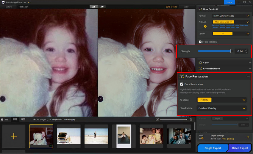 export digitized photos with enhanced quality
