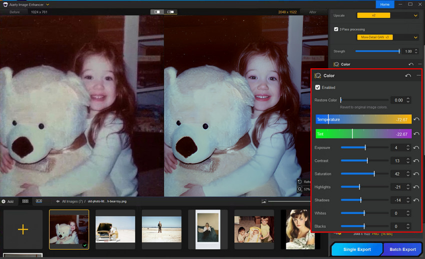 export digitized photos with enhanced quality