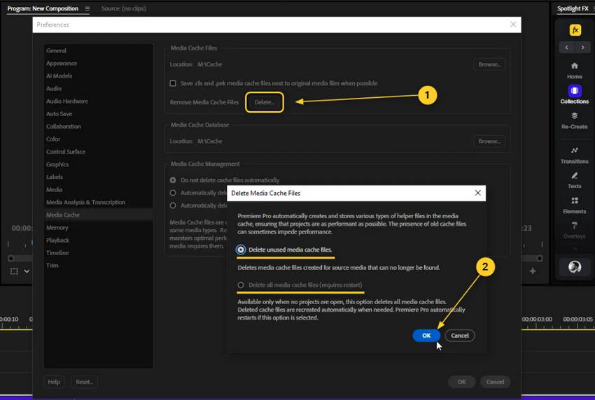 Clear the Premiere Pro Media Cache