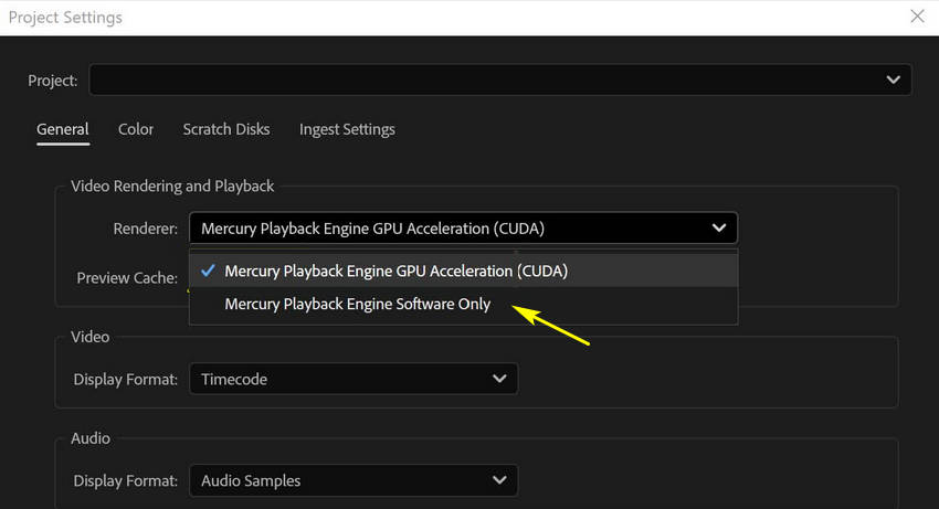 turn off hardware acceleration in Premiere