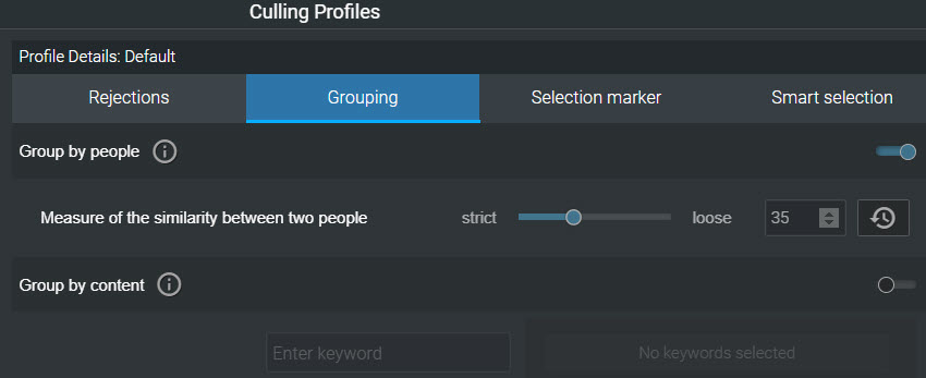 Excire Foto Culling Profile Grouping