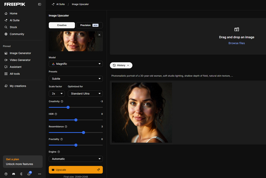 Freepik AI Image Upscaler
