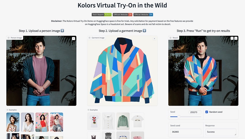 Kolors Virtual Try-On Example