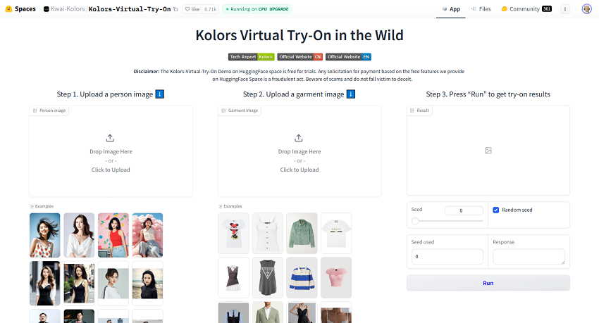 Kolors Virtual Try-On Huggingface Page
