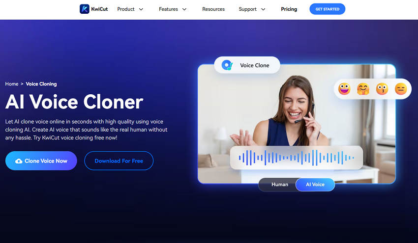 KwiCut AI voice cloning