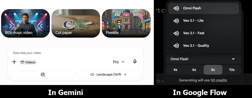 Omni in Gemini and Google Flow