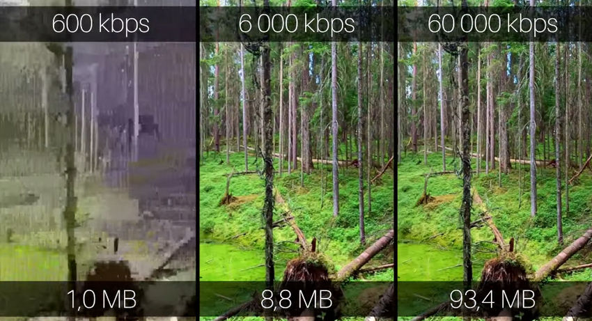 How bitrate affects video quality and file size