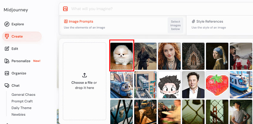 how to upload an image to midjourney