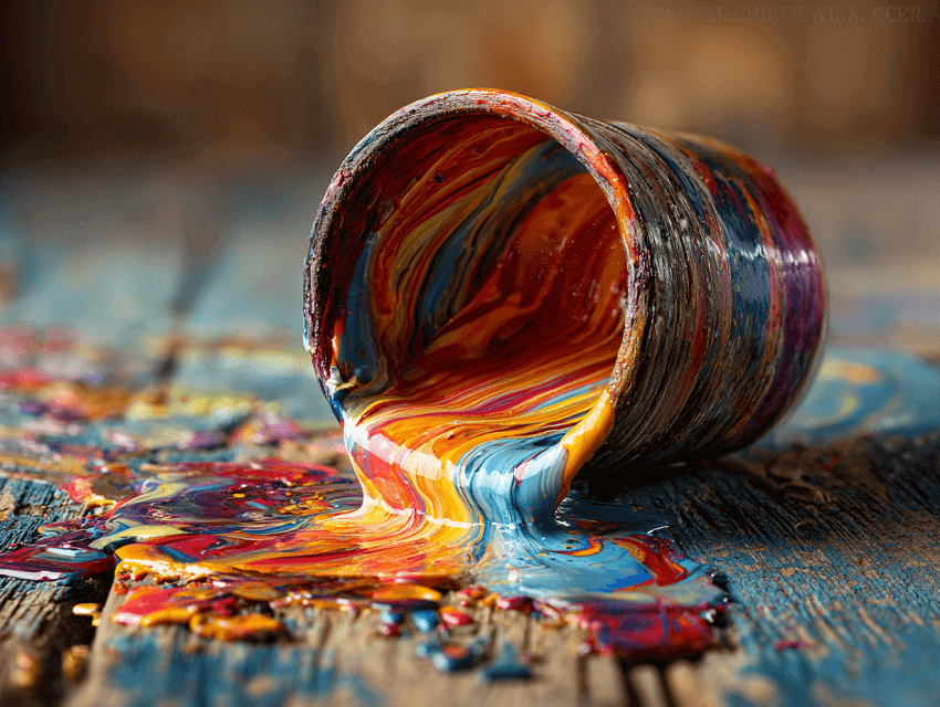a spilled cup of vibrant paint