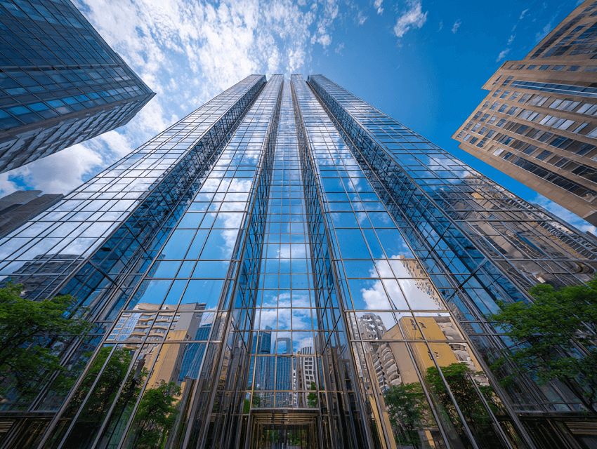 a towering modern skyscraper