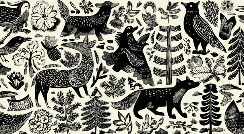Clipart Woodcut Prints Midjourney