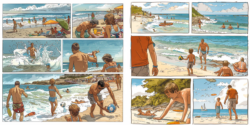 Midjourney Comic Book Prompt Beach