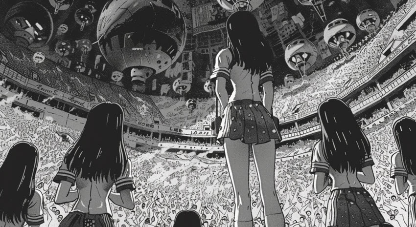 Midjourney Comic Book BW Cheerleaders