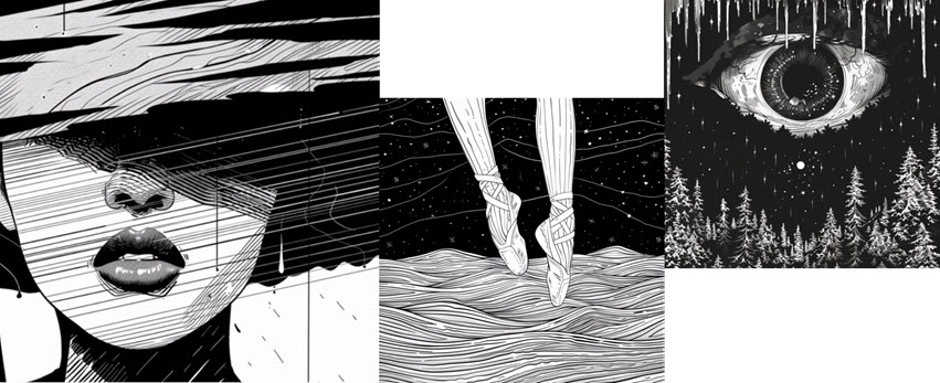 Midjourney Comic Book BW Illustrations