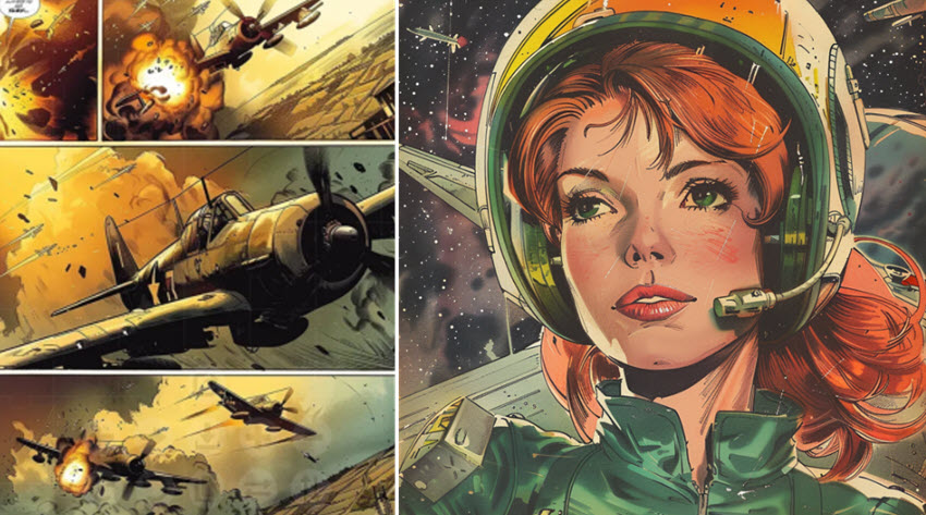 Midjourney Comic Book Prompts Plane