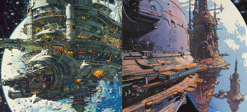 Midjourney Comic Book Space Station