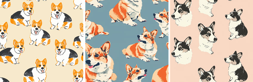 MidJourney Corgis Seamless Pattern