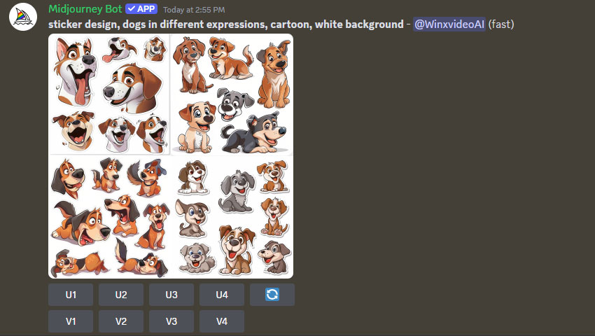 Midjourney sticker prompt example