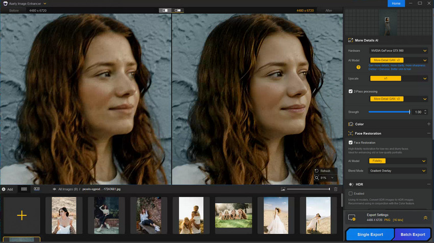 Remove blurriness and noise using Aiarty Image Enhancer