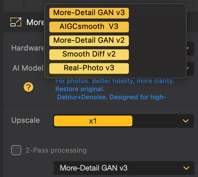 Aiarty Image Enhancer Model Options
