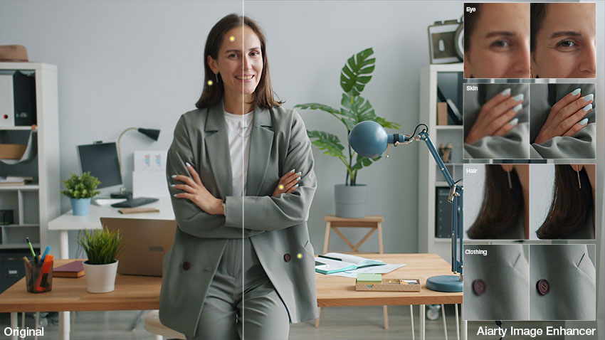 before and after: 100% zoom for business portrait