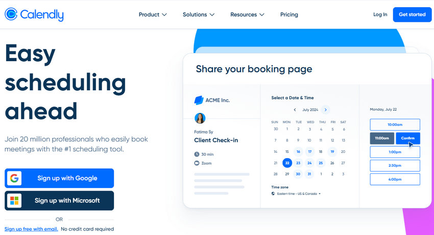 Booking app for photography - Calendly