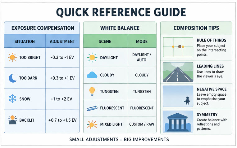 manual photography cheat sheet