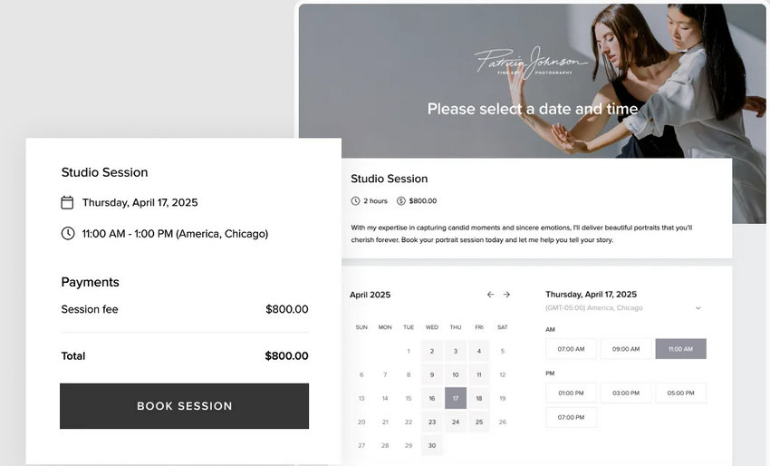 Booking app for photography - Pixieset