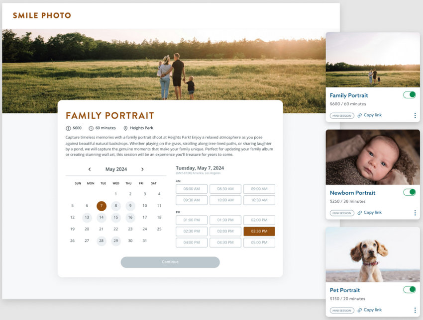 Booking app for photography - Shootproof