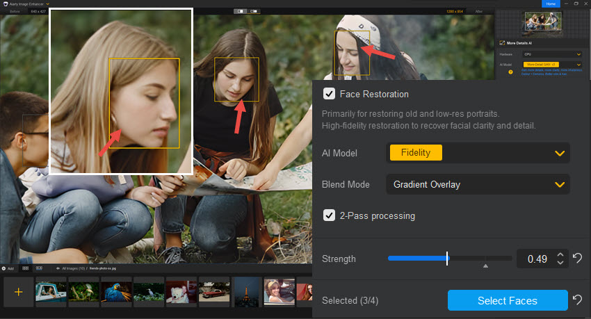 Aiarty Image Enhancer Select Multiple Faces