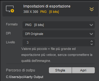 Aiarty Image Enhancer Impostazioni di Esportazione