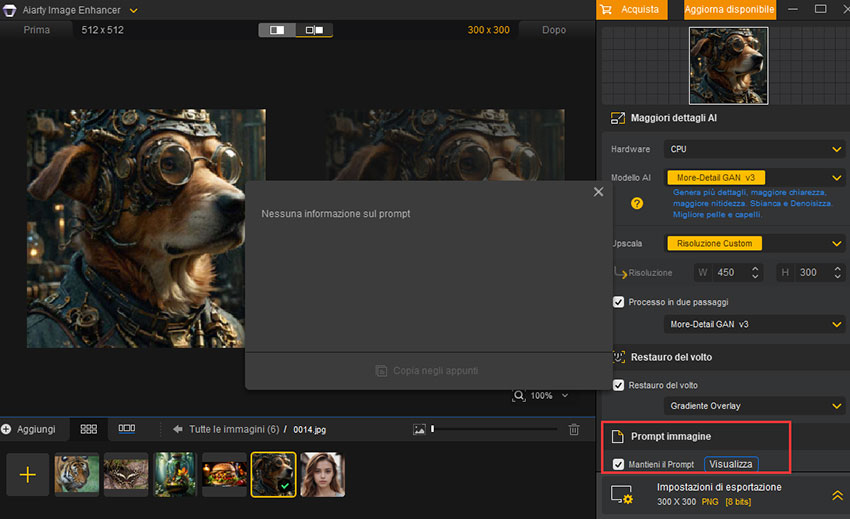 Aiarty Image Enhancer Prompt dell'Immagine