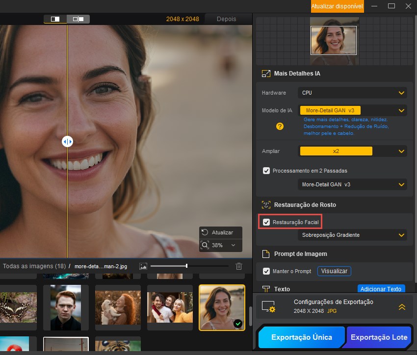 Aiarty Image Enhancer Ativar Restauração de Rostos
