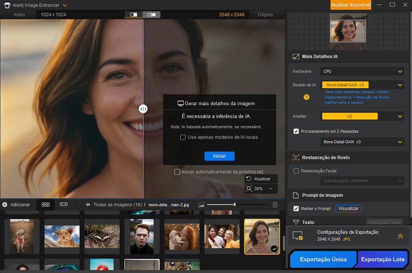Aiarty Image Enhancer Adicionar Imagens Faciais