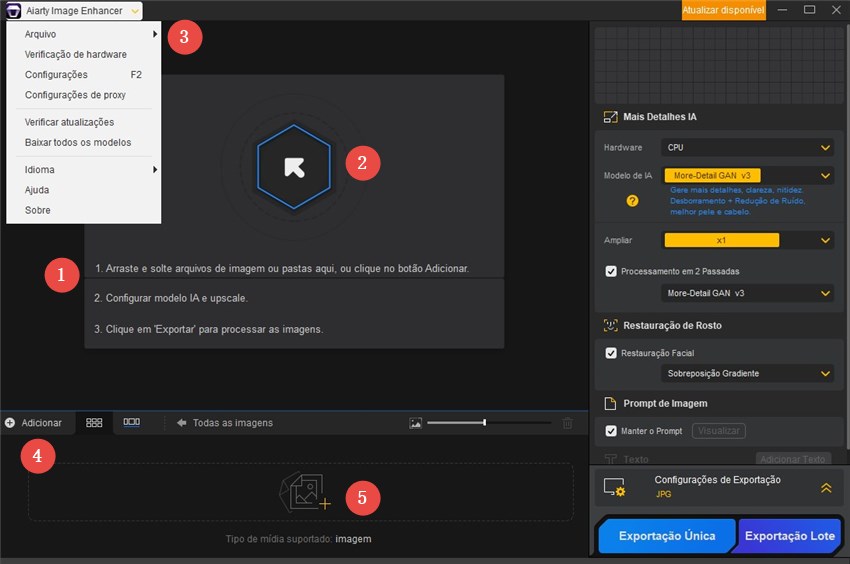 Adicionar Imagens ao Aiarty Image Enhancer