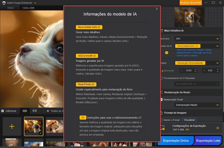 Explicação do Modelo de IA do Aiarty Image Enhancer