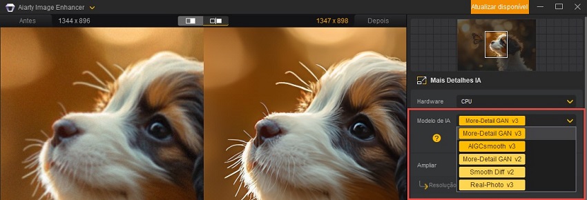 Modelos de IA do Aiarty Image Enhancer