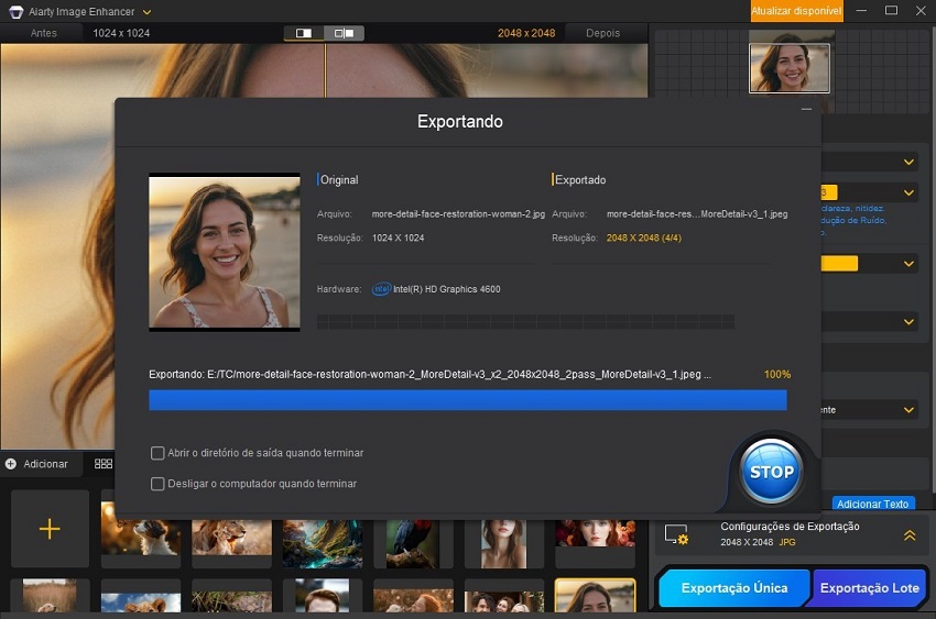 Aiarty Image Enhancer Exportar Imagens Faciais