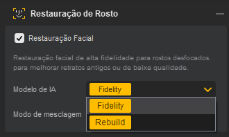 Modelos de restauração facial do Aiarty Image Enhancer