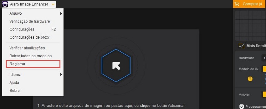 Registrar do Aiarty Image Enhancer